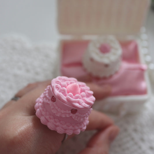 Pink Lace Cake Ring🎀🍰