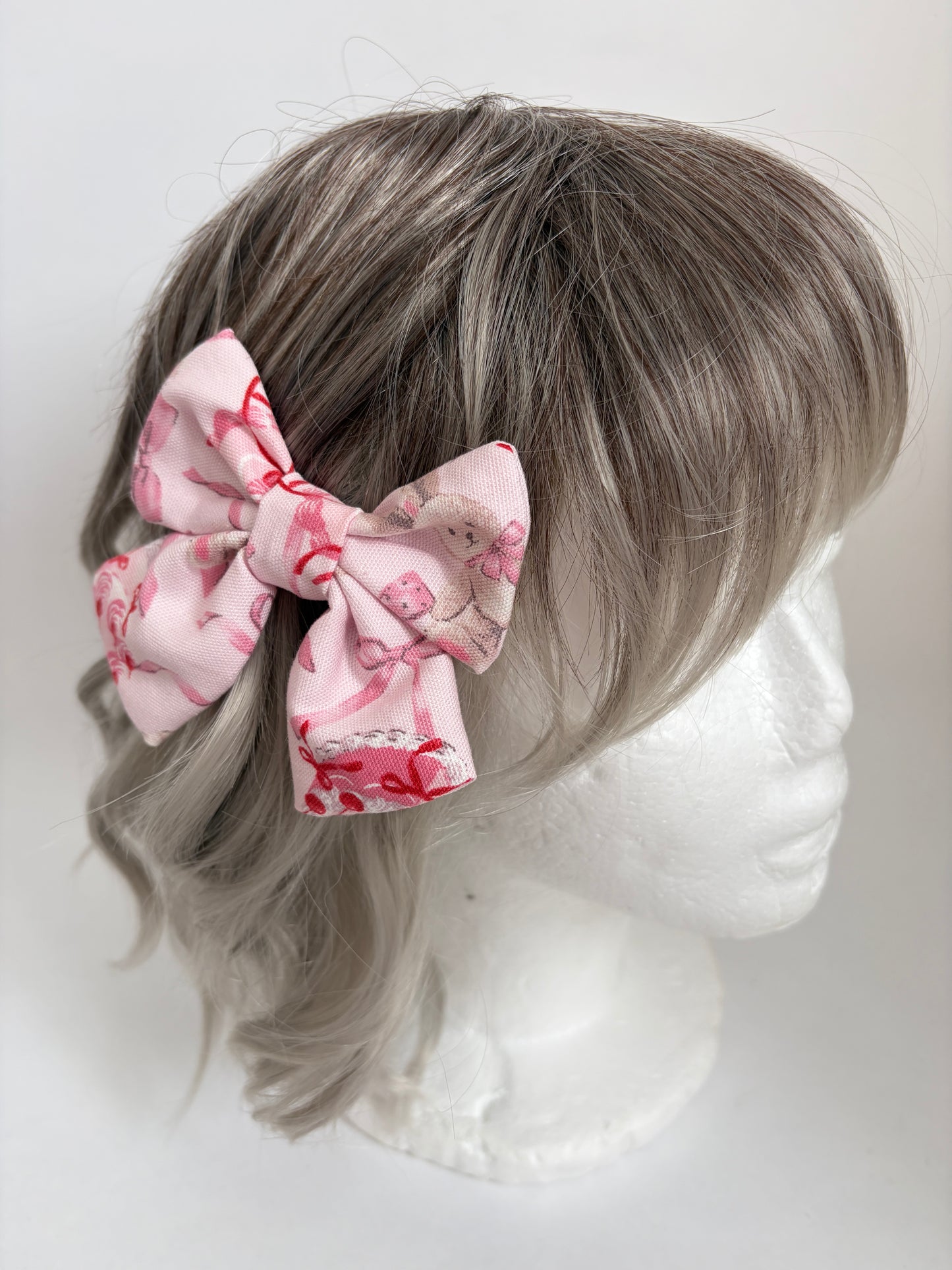 Sweet Bunny & Ribbon Matching Hair Bow Clips - Set of 2