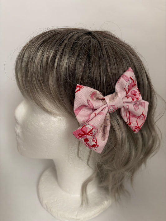 Sweet Bunny & Ribbon Matching Hair Bow Clips - Set of 2