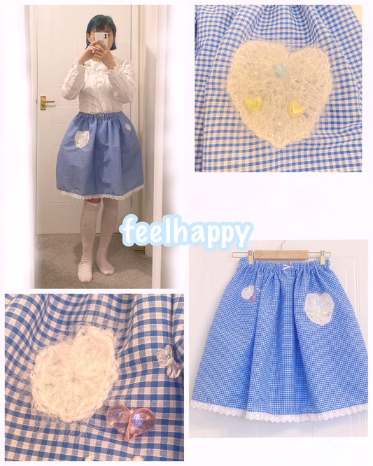blue check skirt